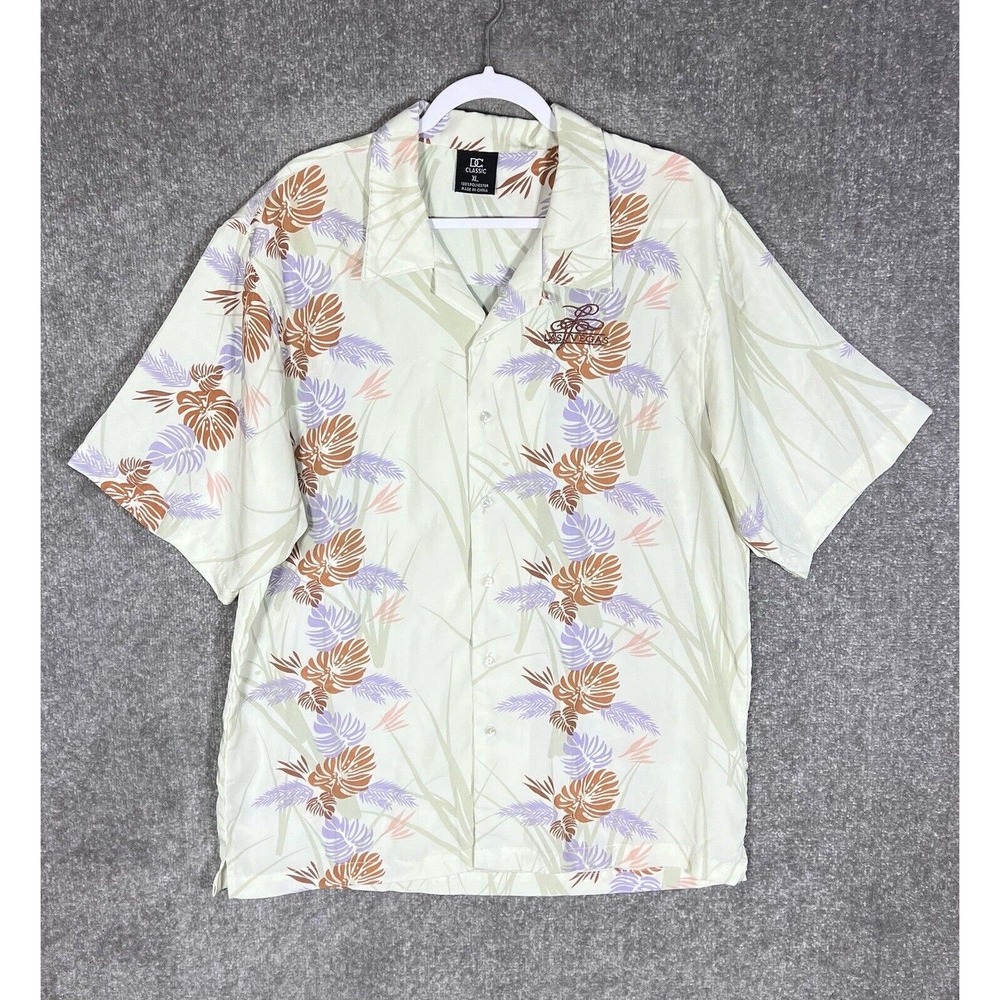 DC Classics Hawaiian LAS VEGAS Embroidery Button Up Shirt Mens Size XL‎